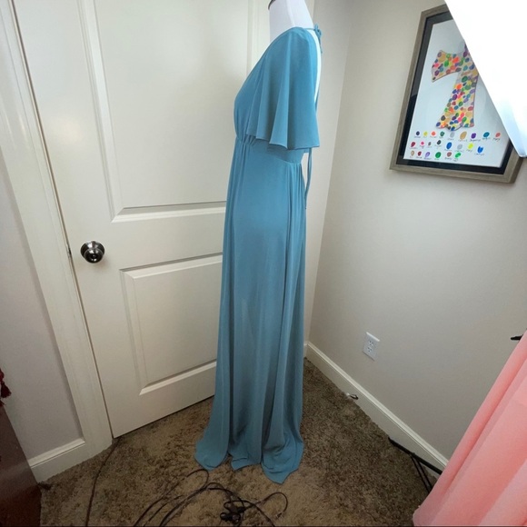 NEW Show Me Your MuMu Faye Flutter Maxi Dress Blue XS - Picture 14 of 17